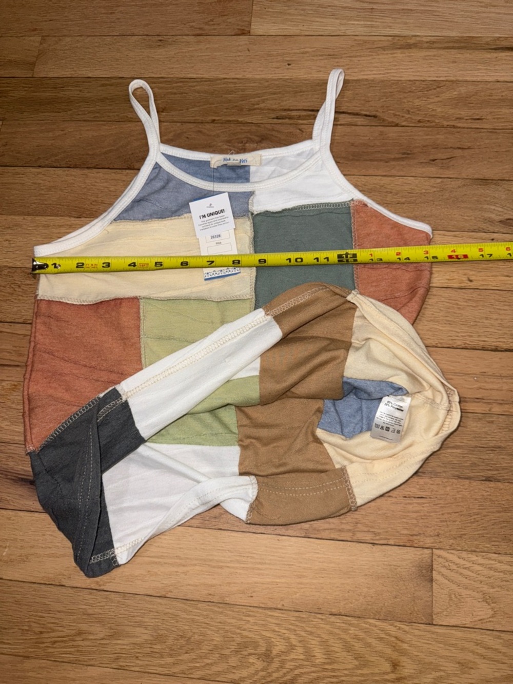 NWT Patchwork Multicolor Spaghetti Strap Tank Top cottage core bohemian small - Picture 10 of 10